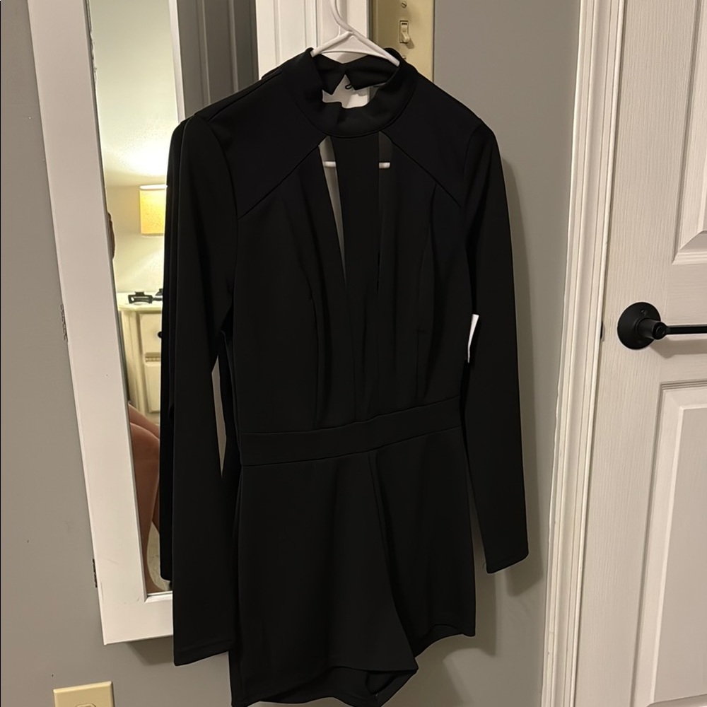 Charlotte Russe Black V-Neck Bodycon Romper